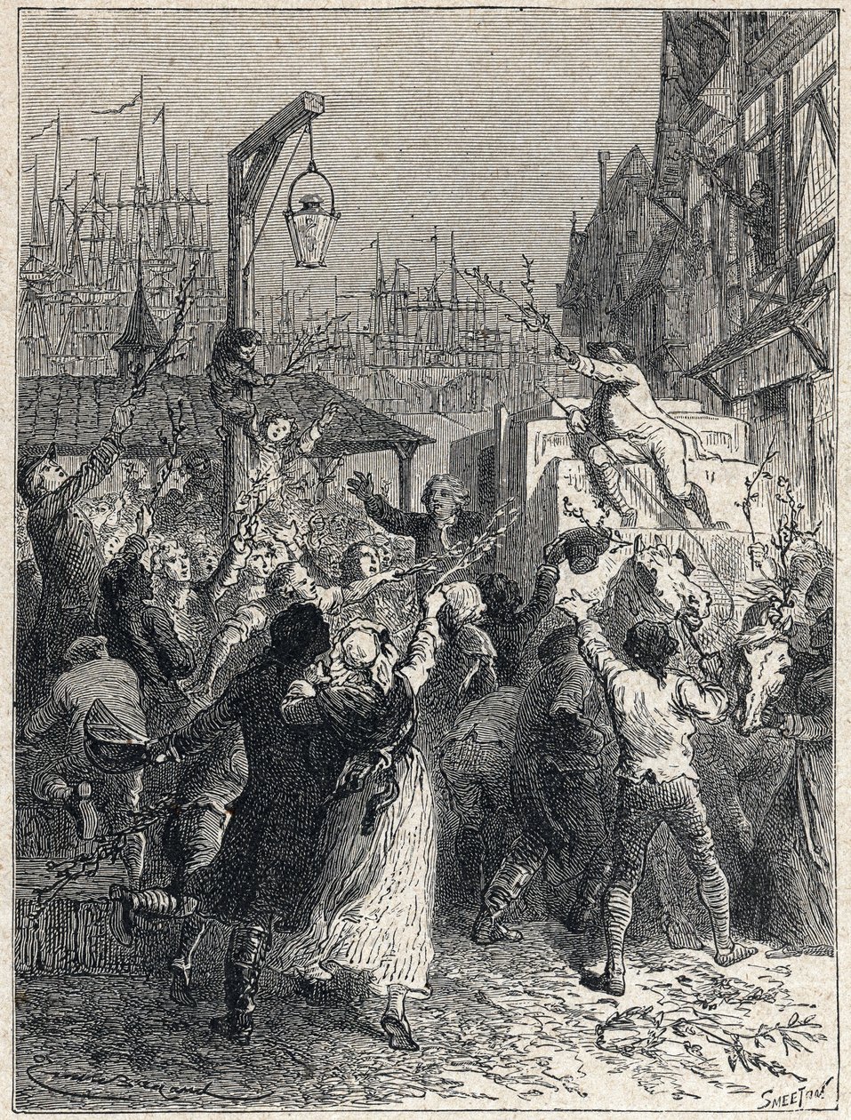 Revolução Francesa: triunfo de Honore Gabriel (Honore-Gabriel) Riqueti, Conde de Mirabeau (1749-1791) entrou na cidade de Marselha em 1789. Gravura a partir de 1889. Coleção privada. de Unknown artist