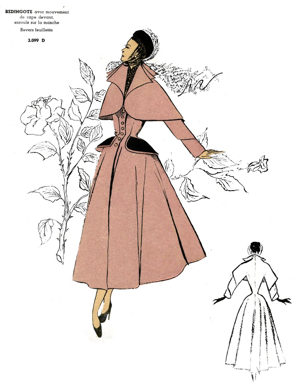 Moda francesa, design do casaco Redingote. de Unknown artist