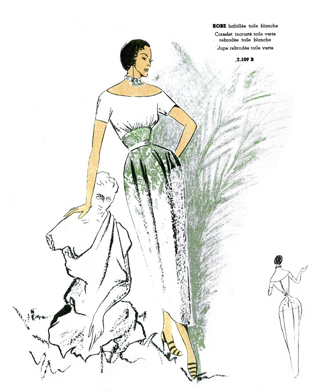 Moda francesa, design de vestidos bordados. de Unknown artist