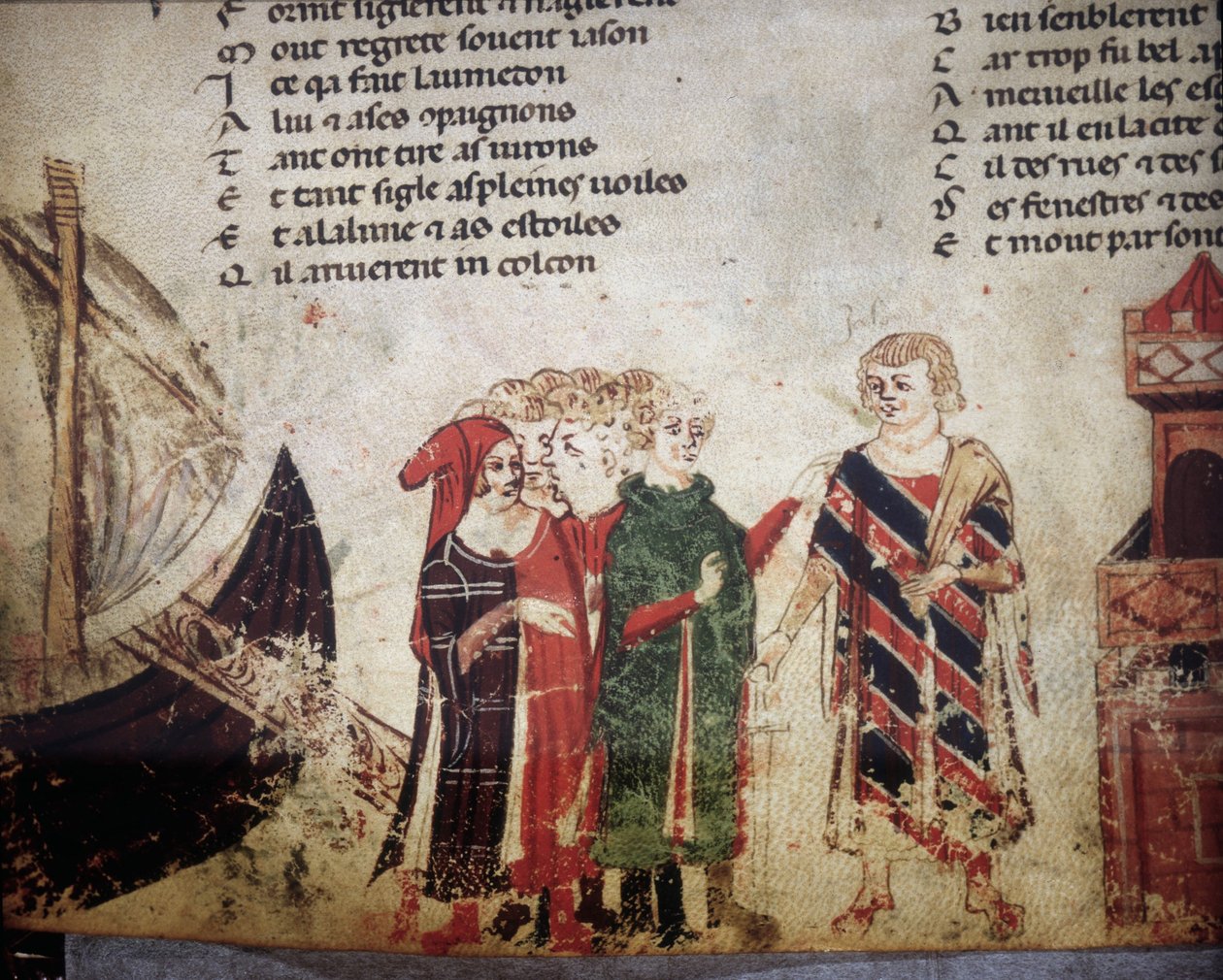 Comerciante francês em Veneza. Miniatura do "Roman de Troy" de Benoit de Saint Maure. Século XIV Biblioteca Marciana, Veneza. de Unknown artist