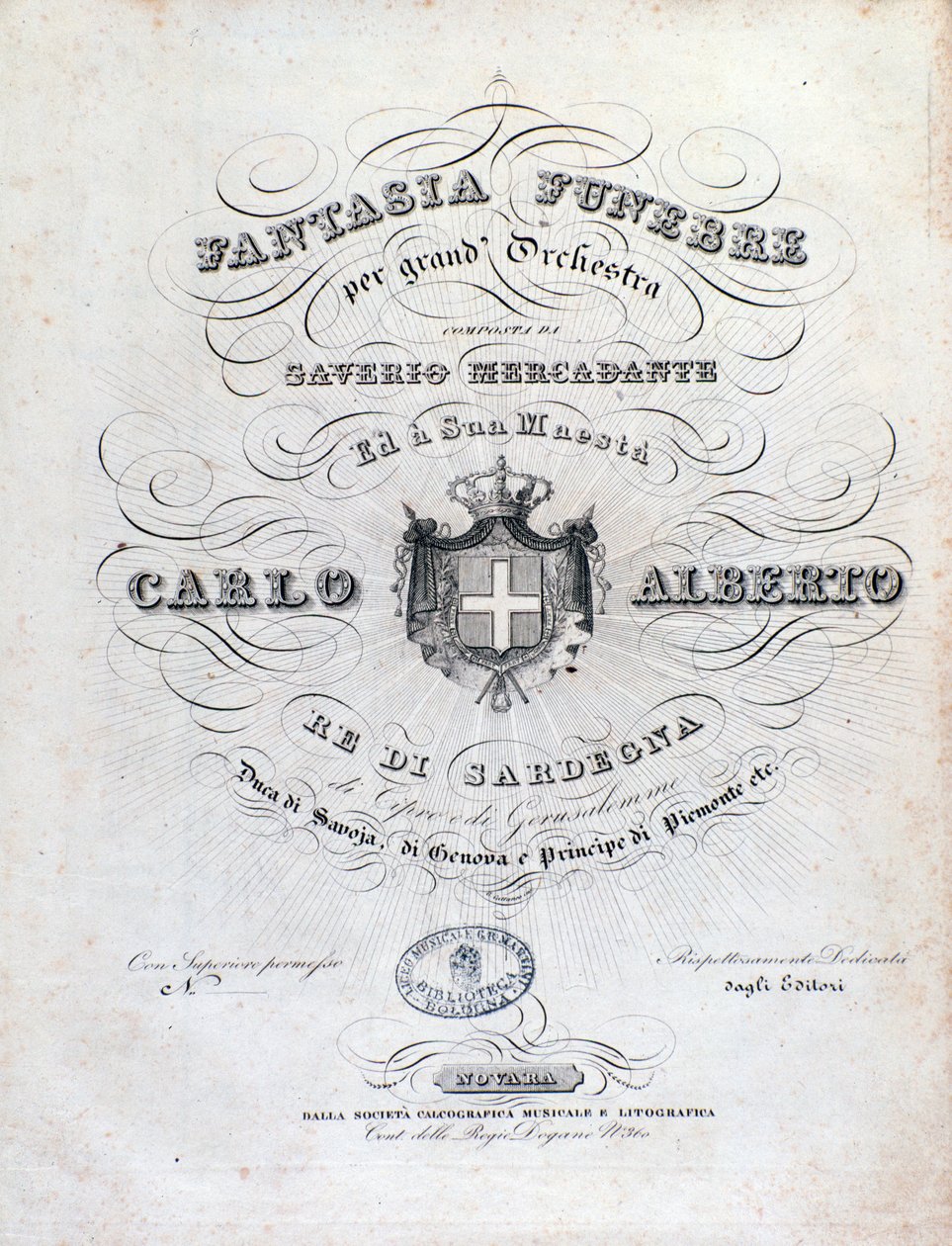 Frontispice para Fantasia funebre, obra orquestral de Mercadante de Unknown artist