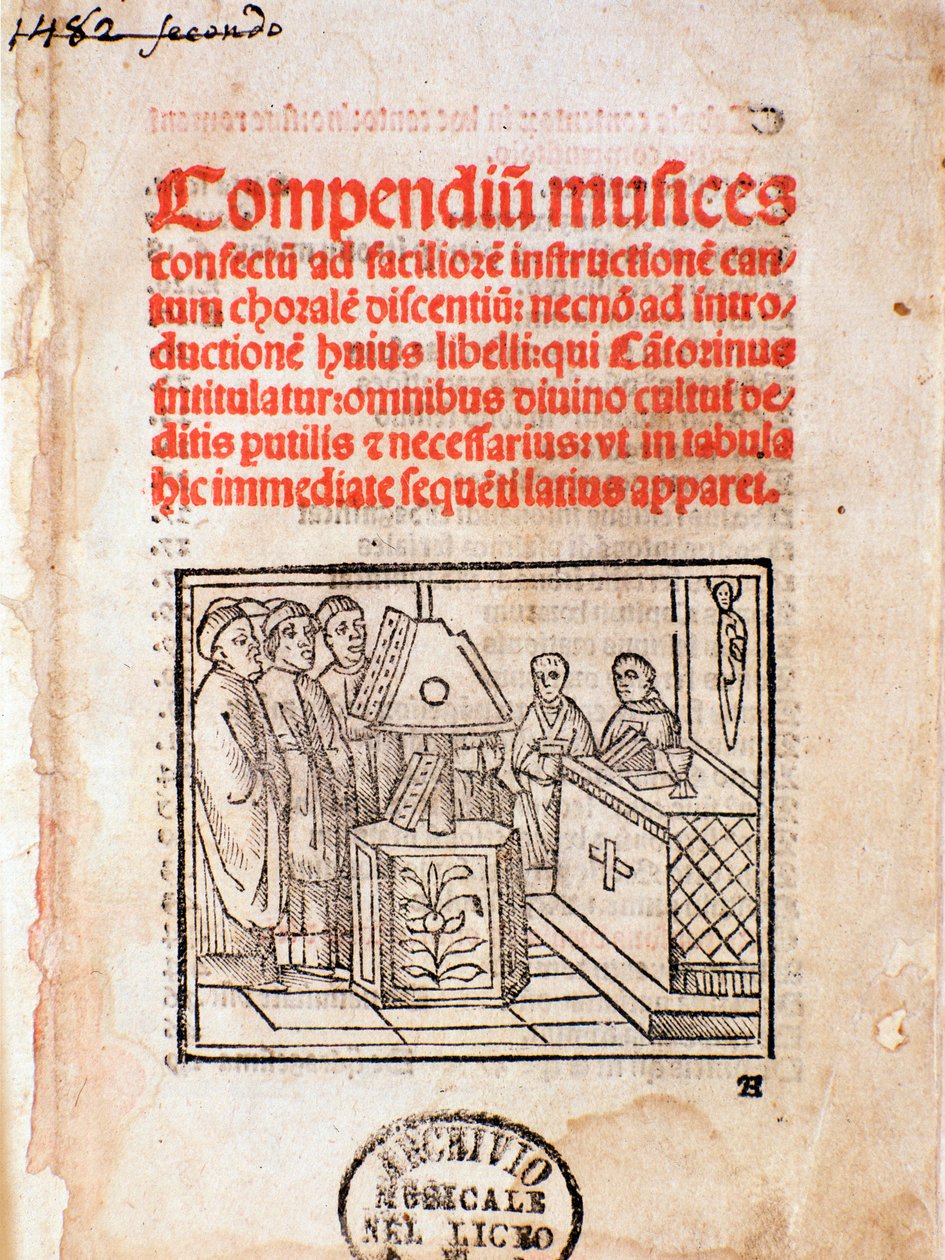 Frontispice of Compendium musices (Colecção de Música) (1482) de Unknown artist