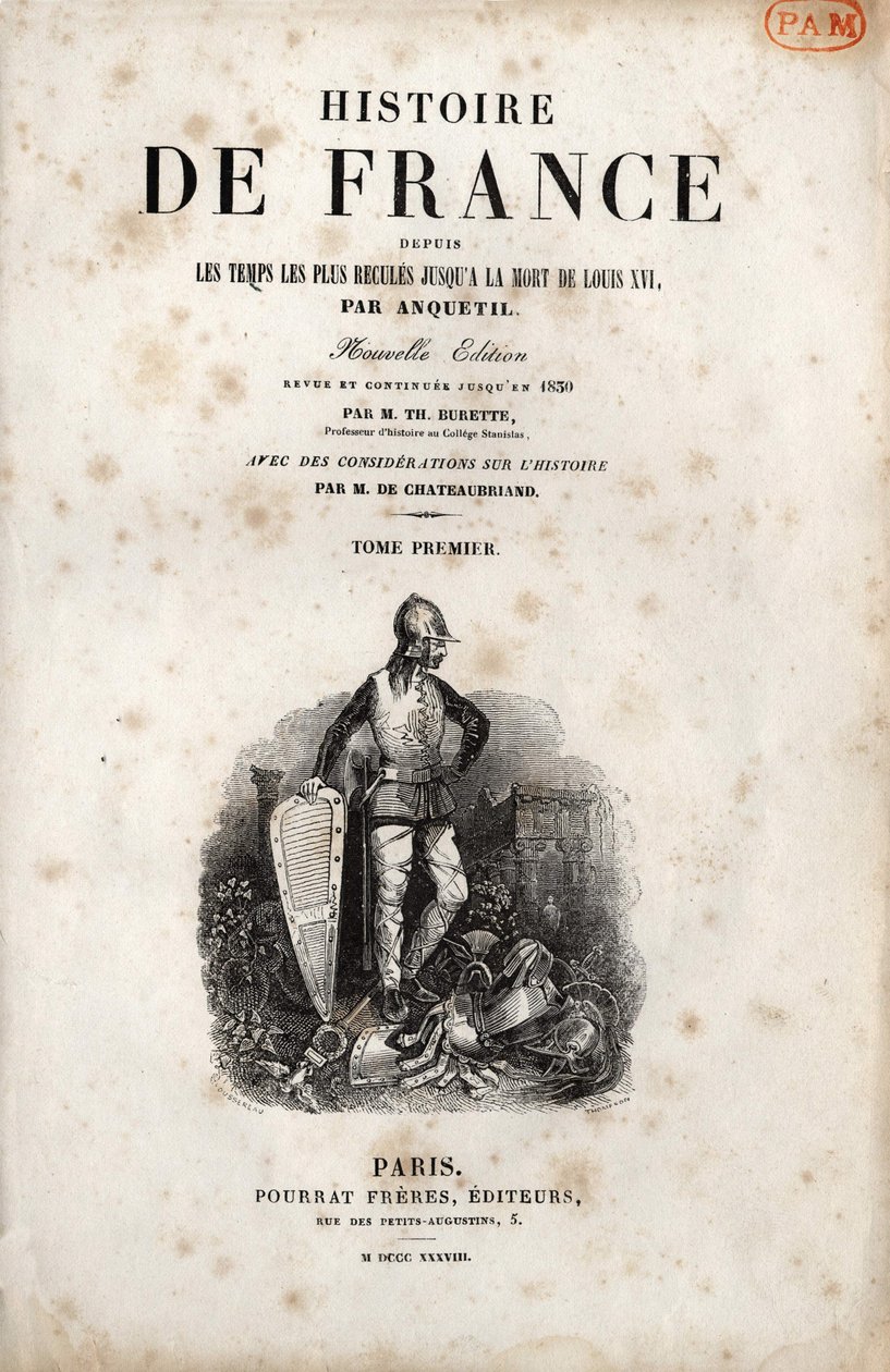 Frontispício do "Histoire de France" de Anquetil. 1838. de Unknown artist