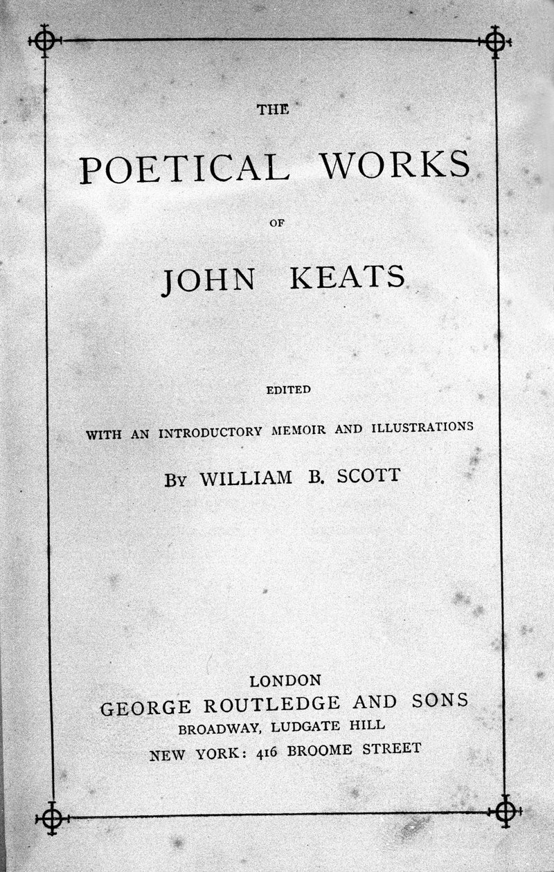 Frontispício de "Obras Poéticas" do poeta John Keats (1795-1821) Século XIX de Unknown artist