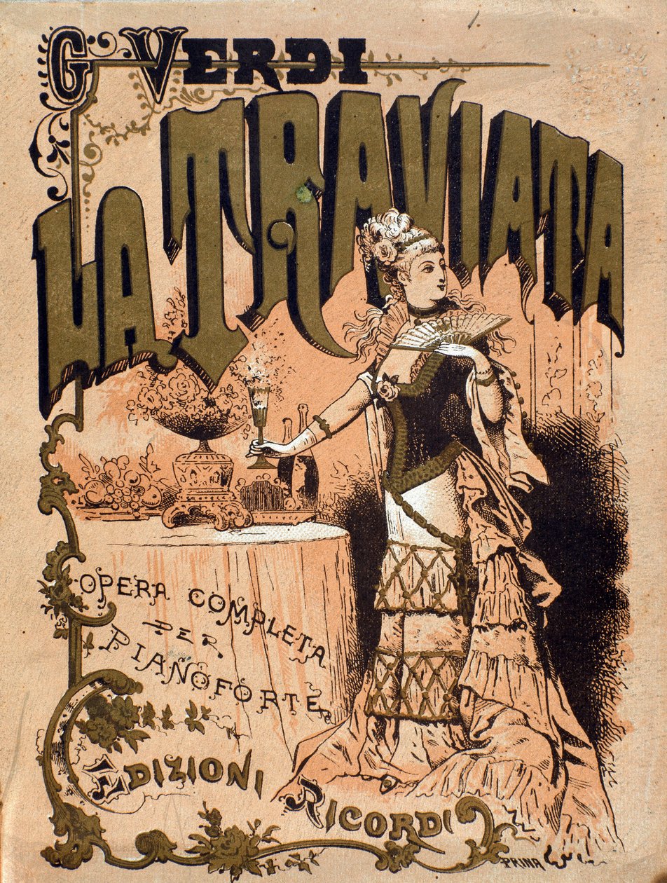 Frontispício da partitura da ópera "La Traviata" de Giuseppe Verdi (1813-1901) Coleção Privada do século XIX de Unknown artist
