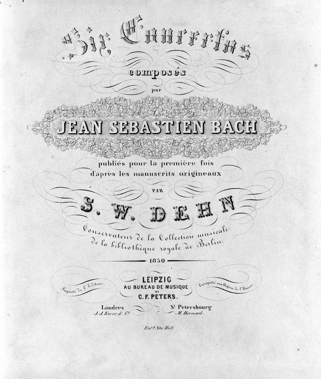 Frontispice da partitura dos seis concertos de Jean Sebastien Bach (Johann Sebastian Bach de Unknown artist