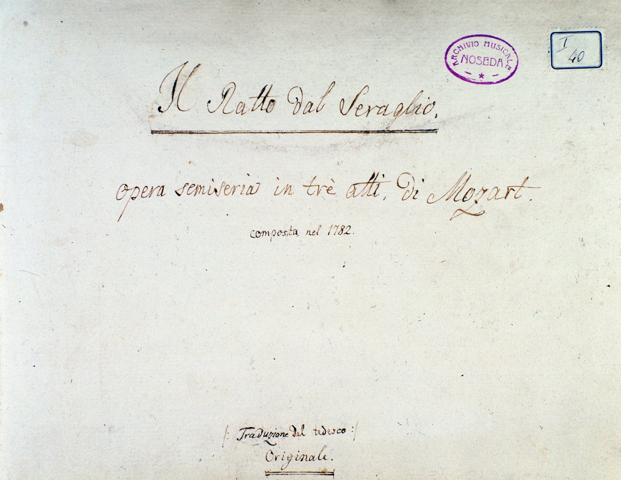 Frontispício para Die Entfuhrung aus dem Serail, ópera de Mozart, versão Lichtenthal (1838) de Unknown artist
