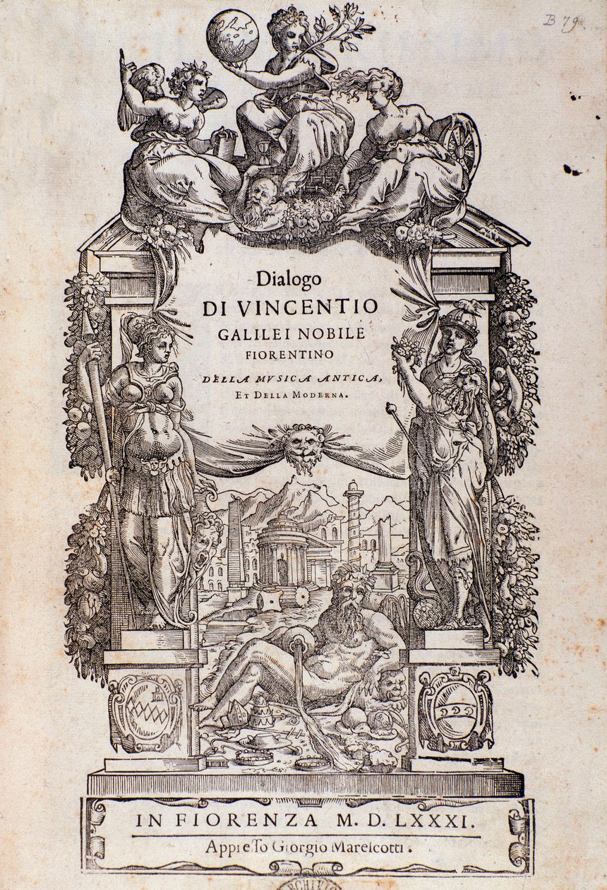 Frontispício de Dialogo della musica antica e della moderna de Vincenzo Galilei de Unknown artist