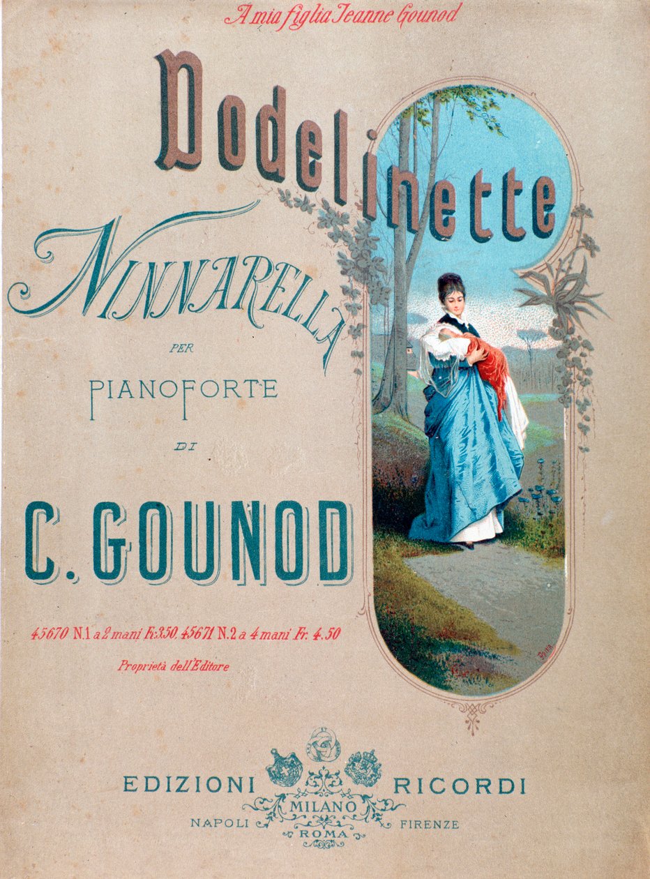 Frontispício de Dodelinette, canção de embalar de Charles Gounod criada para a sua filha de Unknown artist