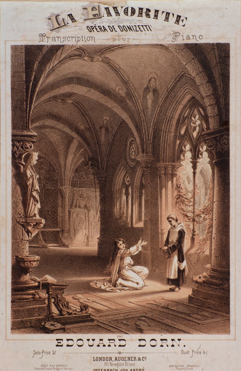 Frontispício de La preferida, ópera de Gaetano Donizetti (gravura de Unknown artist