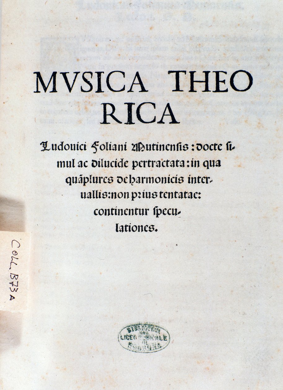 Frontispício de Musica Theorica de Ludovico Foliani (gravura de Unknown artist