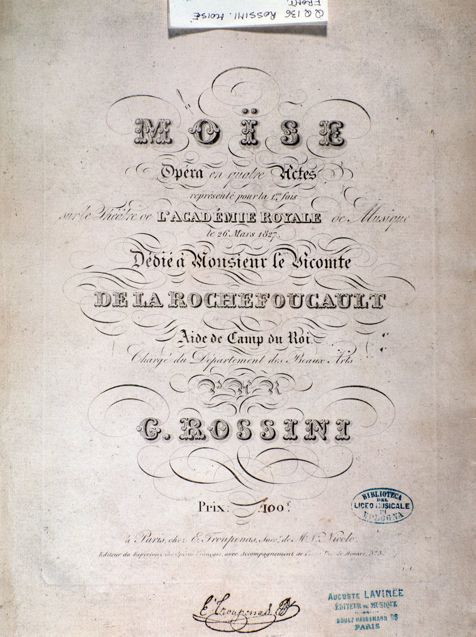 Frontispício da partitura musical de Moisés no Egito por Gioacchino Rossini de Unknown artist