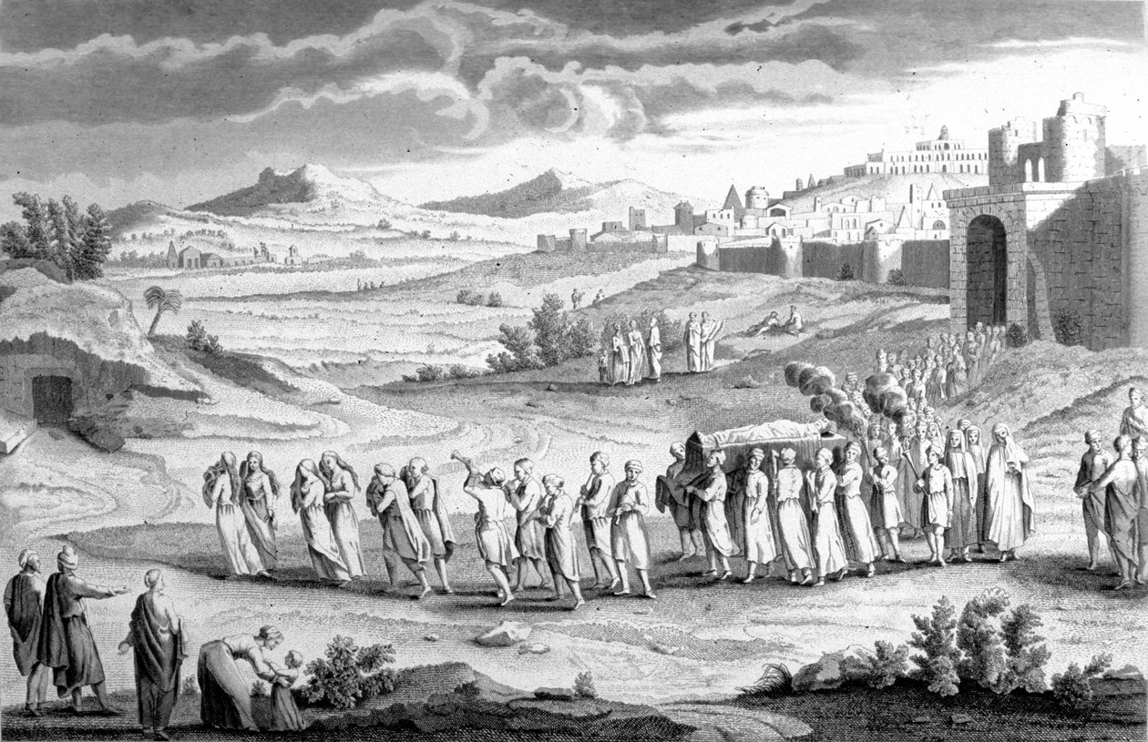 Funeral de acordo com o rito hebraico. Gravura do século XIX. de Unknown artist