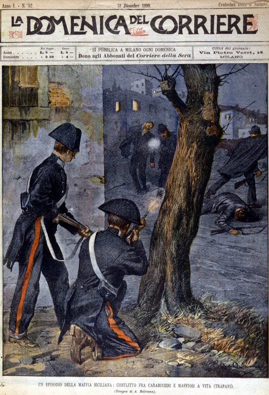 Tiroteio entre carabinieri e máfia na região de Trapani, na Sicília, em 1899 de Unknown artist