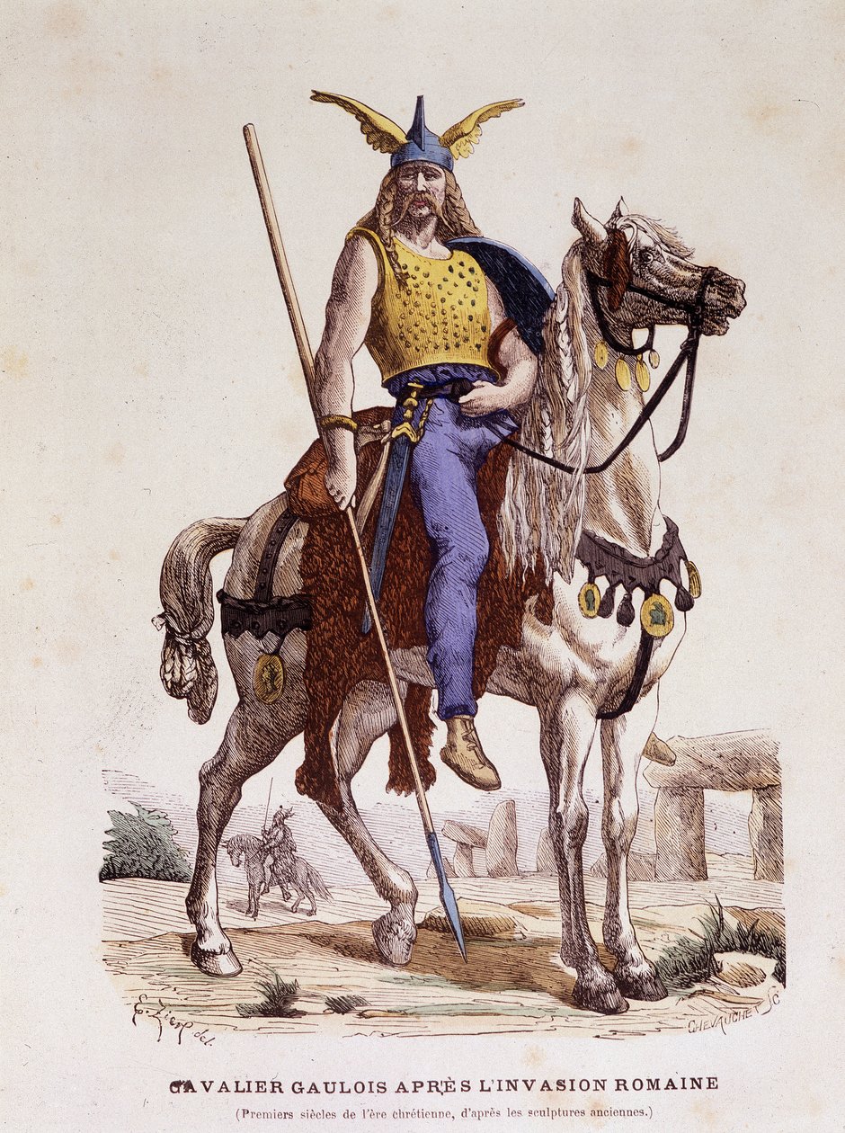 Cavaleiro galego após a invasão romana - em "Costumes de Paris através dos séculos" de Unknown artist