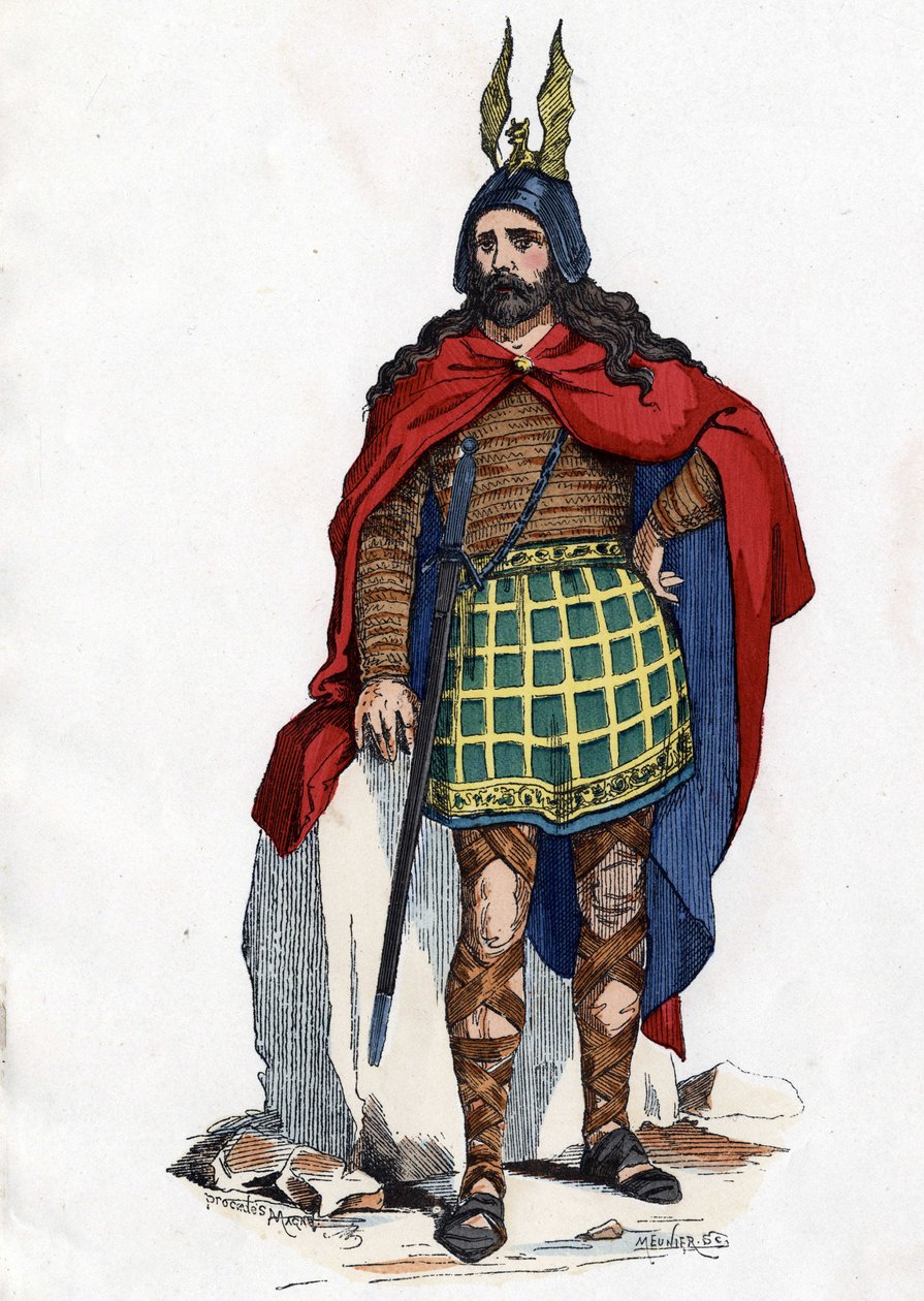 Líder galego sob o domínio romano - em "The Civil and Military Costumes of the French through the centuries Paris F. Roy 1882". de Unknown artist