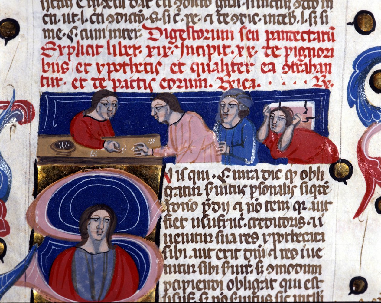Jogos de dados (gioco dei dadi) manuscrito da Biblioteca Nazionale Braidense do século XIV. Milão de Unknown artist