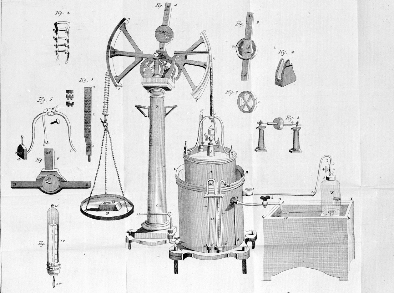 Gazómetro de Lavoisier - em Opuscules physique et chimiques de Lavoisier de Unknown artist