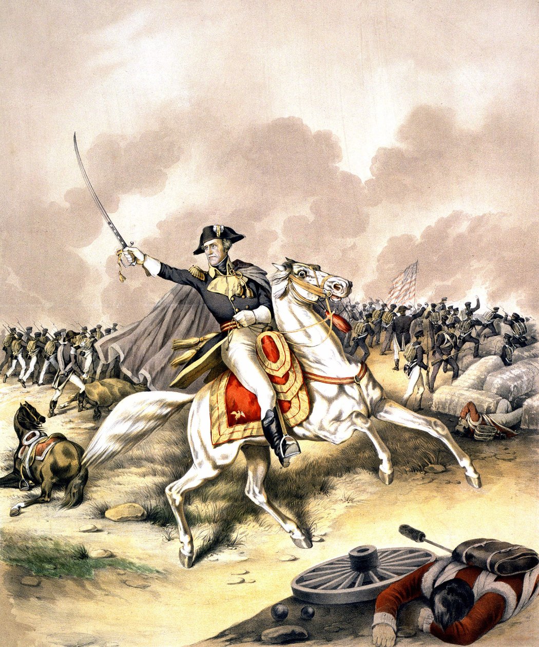 General Andrew Jackson (1767 - 1845) na Batalha de Nova Orleans, em 1812. de Unknown artist