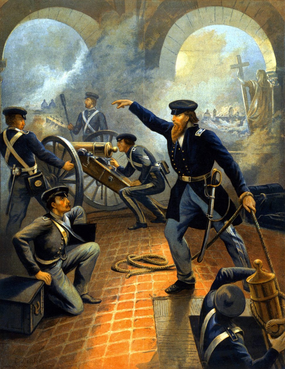 Subsídio Geral (1822 - 1885) durante a capitulação da Cidade do México (Guerra do México: 1845 - 1848) - gravura entre 1860-1870. de Unknown artist