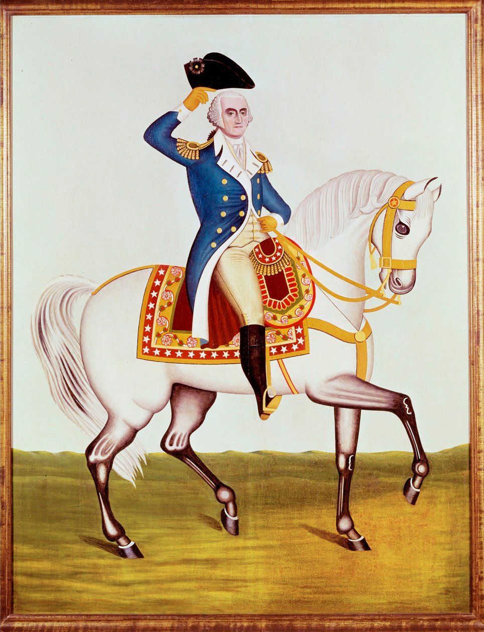 General Washington no seu cavalo branco (aguarela) de Unknown Artist