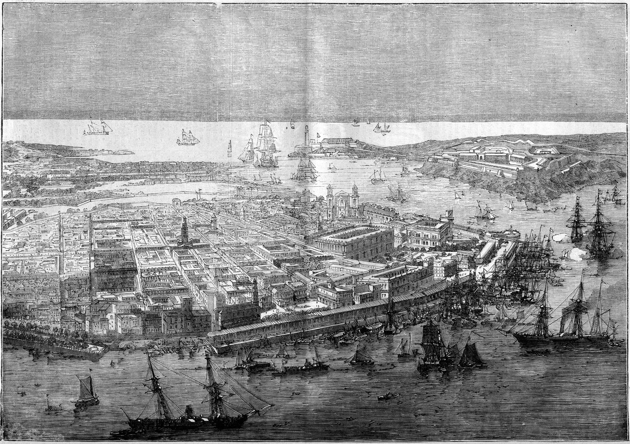 Vista geral de Havana em 1862 - aparelho da divisão francesa comandada pelo Contra-Almirante Jurien de la Graviere. de Unknown artist