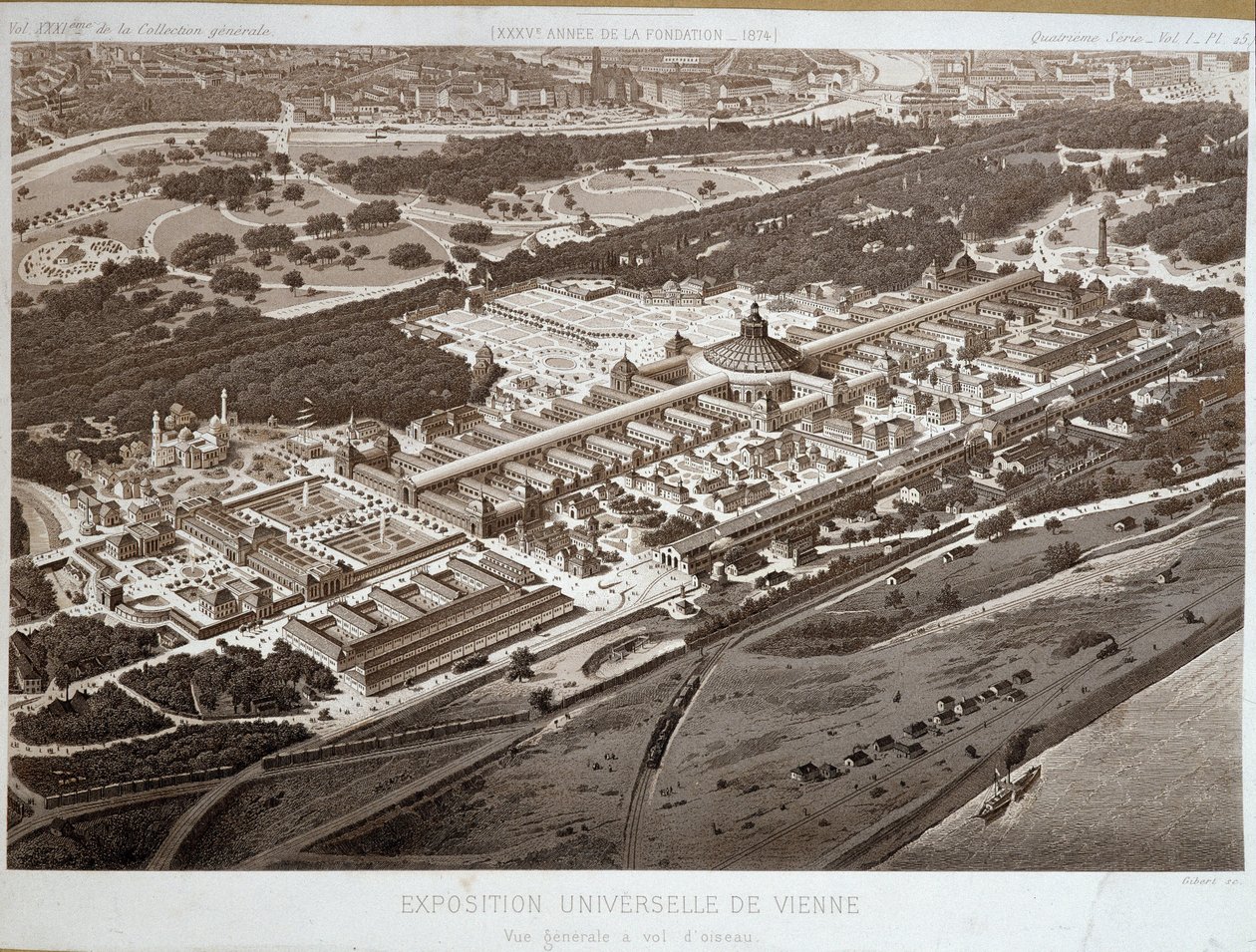 Vista geral da Exposição Mundial de 1873 em Viena. de Unknown artist