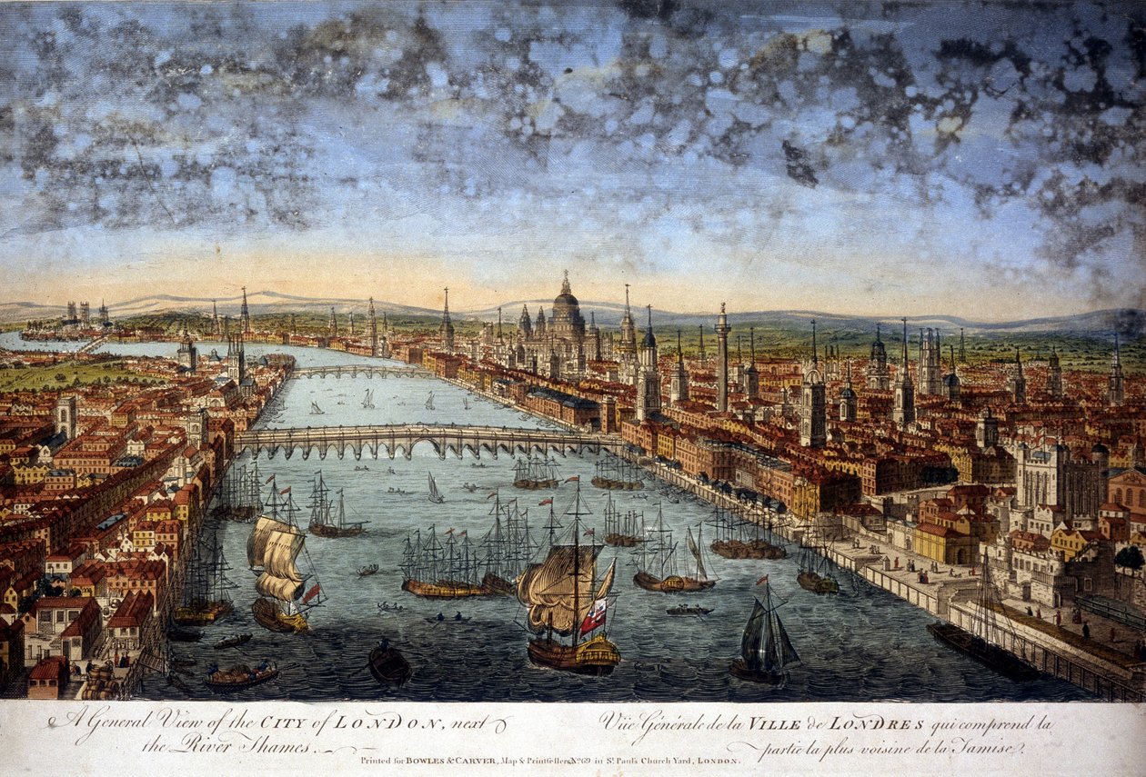 Vista geral da cidade de Londres, que inclui a parte mais próxima do Tamisa. 1800. de Unknown artist