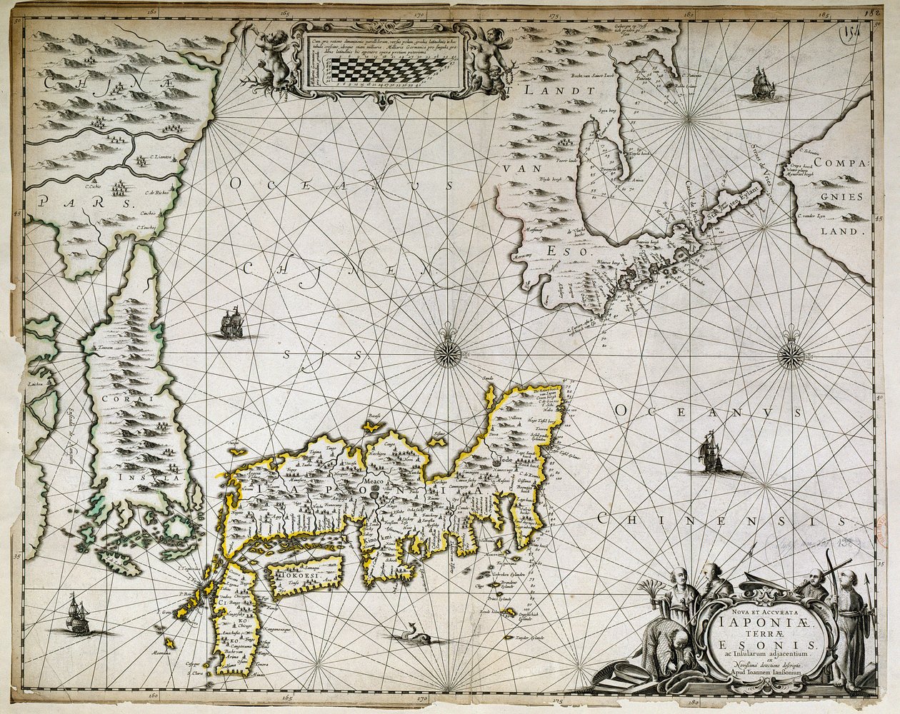 Mapa geográfico do Japão, Coreia e China do Sul de Unknown artist