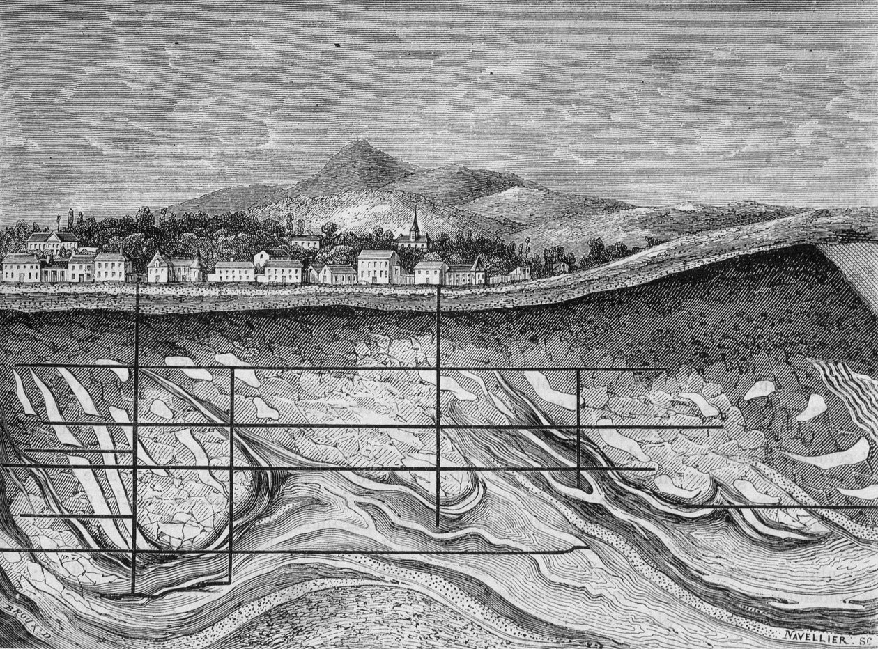 Secção geológica dos campos de Wieliska (ou Wieliczka), Polónia. de Unknown artist