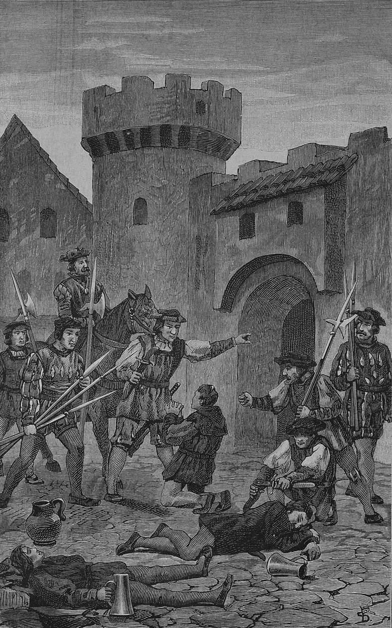 Guerra dos Camponeses Alemães (1524-1526): O portão dos burros em Marbach de Unknown artist