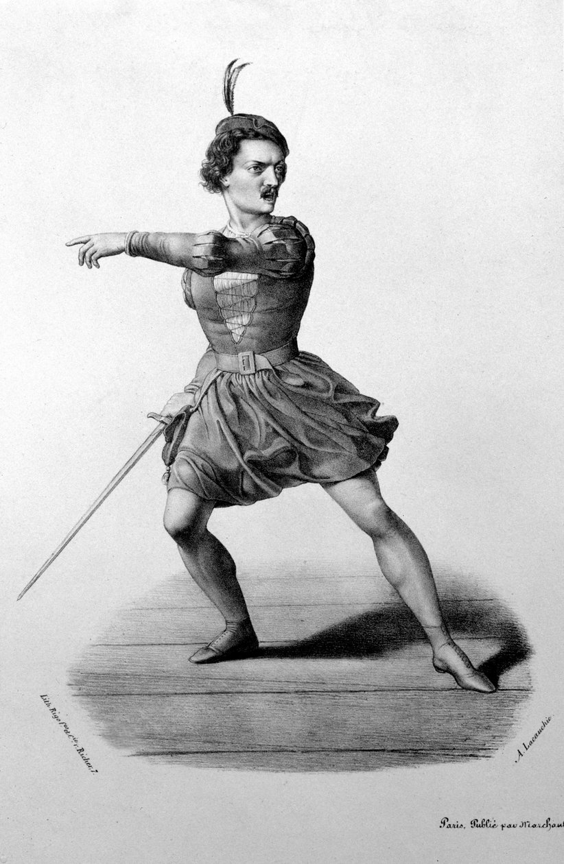 Gilbert-Louis Duprez (Gilbert Louis) no papel de Arnoldo na ópera "Guillaume Tell" (Guillaume Tell) de Gioacchino Rossini de Unknown artist