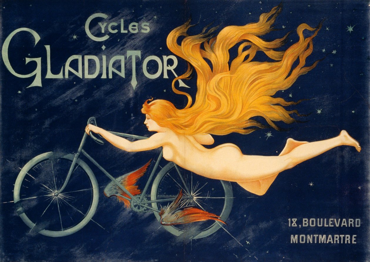Bicicletas Gladiator, ca 1905, cartaz publicitário, Paris. França, século XX de Unknown artist