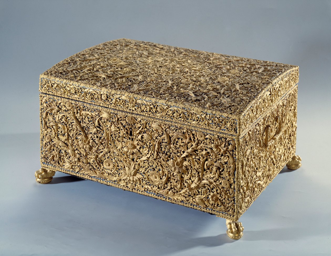 Caixa de ouro conhecida como Anne of Austria (1601-1666) oferecida pelo Cardeal Jules Mazarin (Giulio Raimondo Mazzarino ou Mazarino) (1602-1661) de Unknown artist