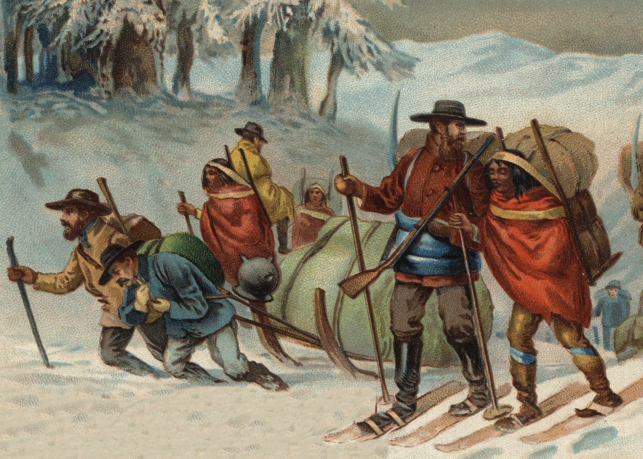 Procuradores de ouro a caminho de Klondyke, Alasca, no século XIX. de Unknown artist