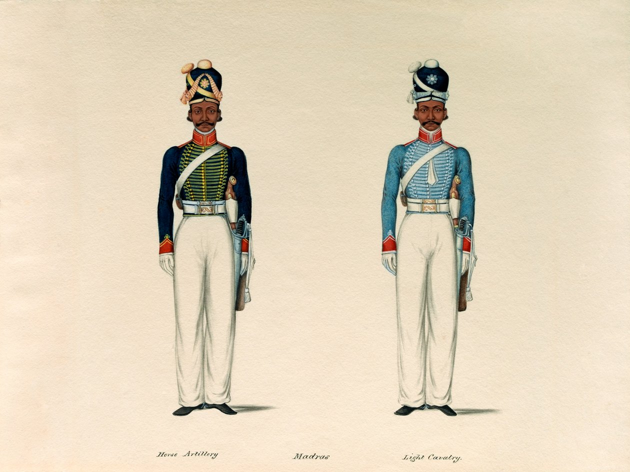 Golundauz, Artilharia de Cavalos Madras; e Sowar, Madras Light Cavalry, 1835, por volta de. de Unknown