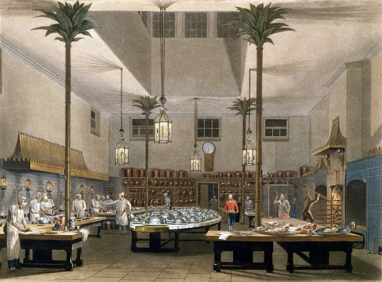 Grand Hotel: as cozinhas do Great Pavillon Hotel, em Brighton. 1850 de Unknown artist
