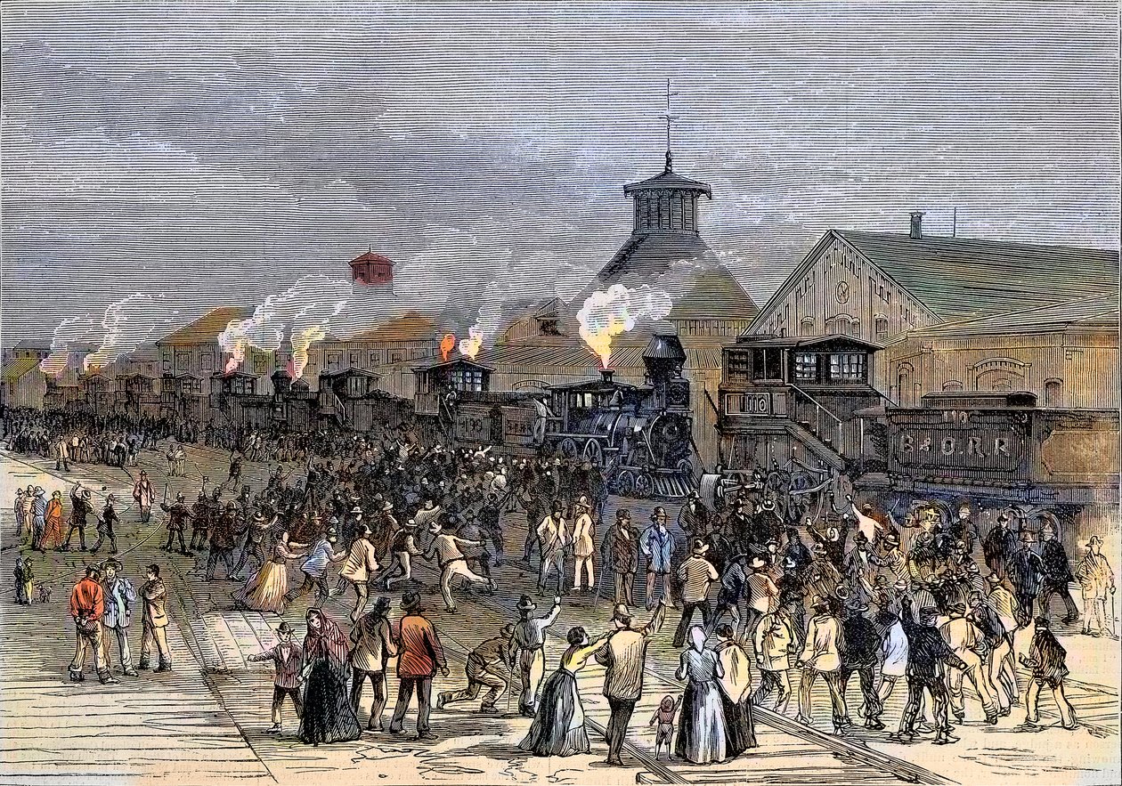 Grande greve ferroviária em 1877, Bloqueio de motores em Martinsburg, Virgínia Ocidental de Unknown artist