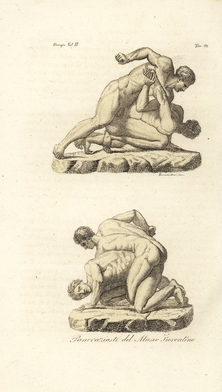 Atletas gregos competindo na arte marcial de Pankration de Unknown artist