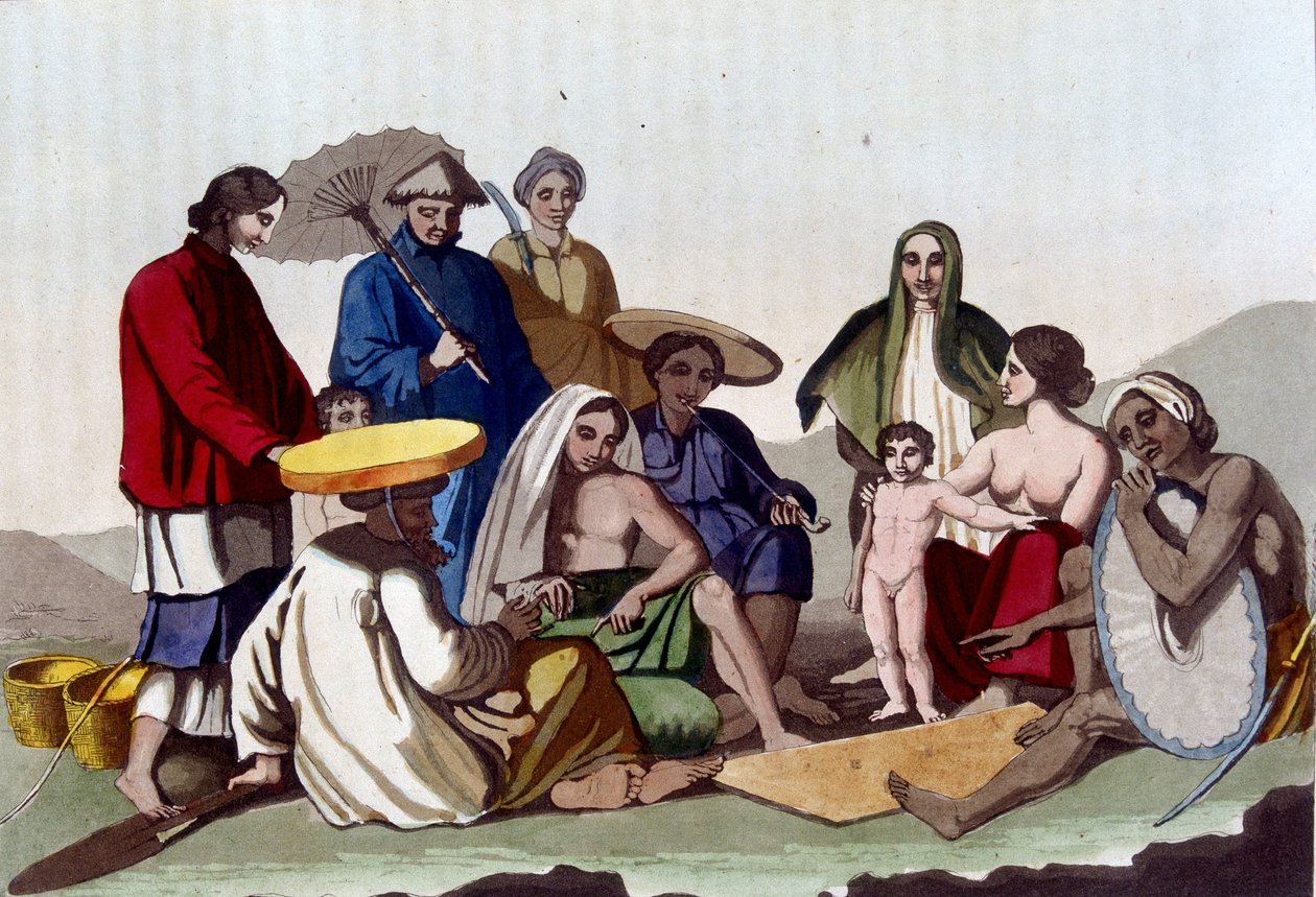 Grupo de chineses. Bibliotheque des arts décoratifs de Paris Le costume ancien et moderne de Unknown artist