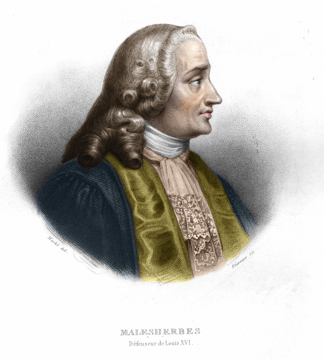 Guillaume Chretien (Guillaume-Chretien) de Lamoignon de Malesherbes (1721-1794). Político francês. Gravura a partir de 1852 de Unknown artist