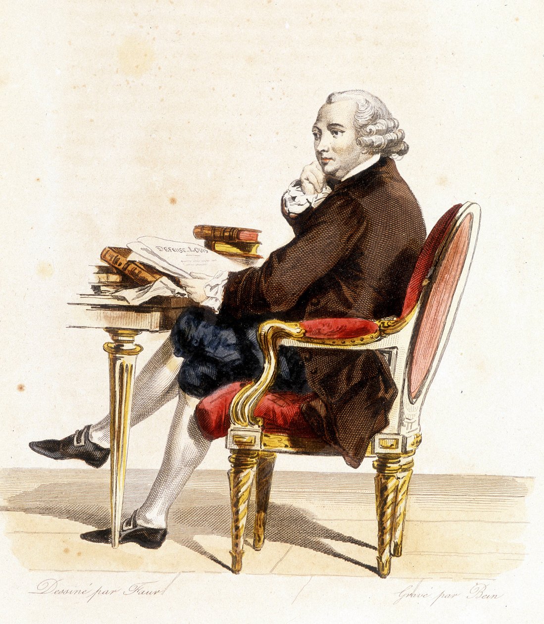 Guillaume Chretien (Guillaume-Chretien) de Lamoignon de Malesherbes (1721-1794). Político francês. Gravura a partir de 1838 de Unknown artist