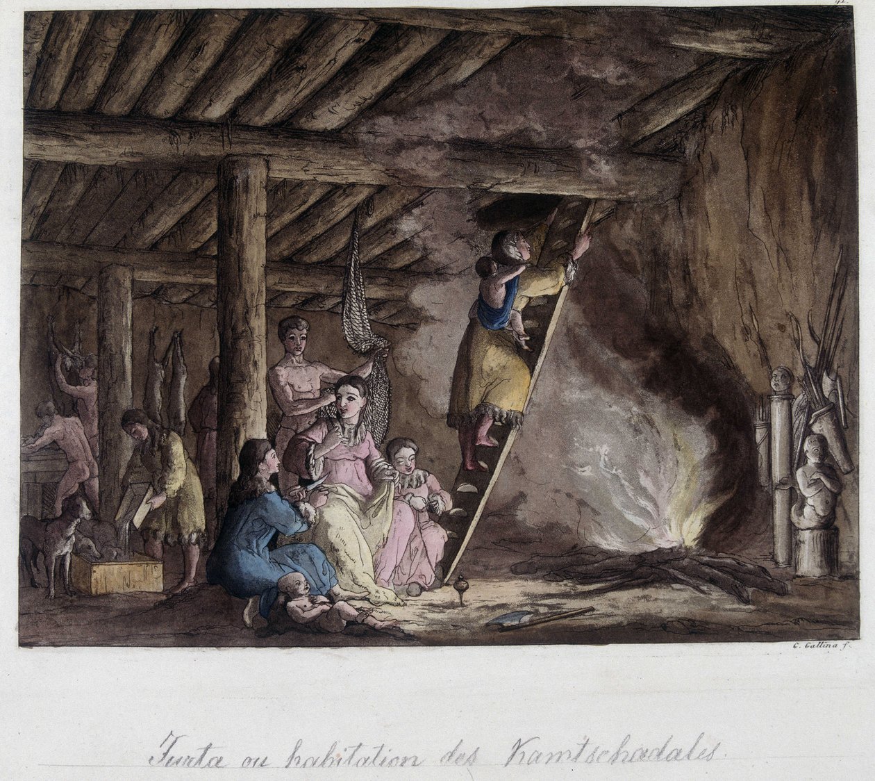 Habitação dos Kamtschadales, Sibéria. Em "O velho e moderno traje". de Unknown artist