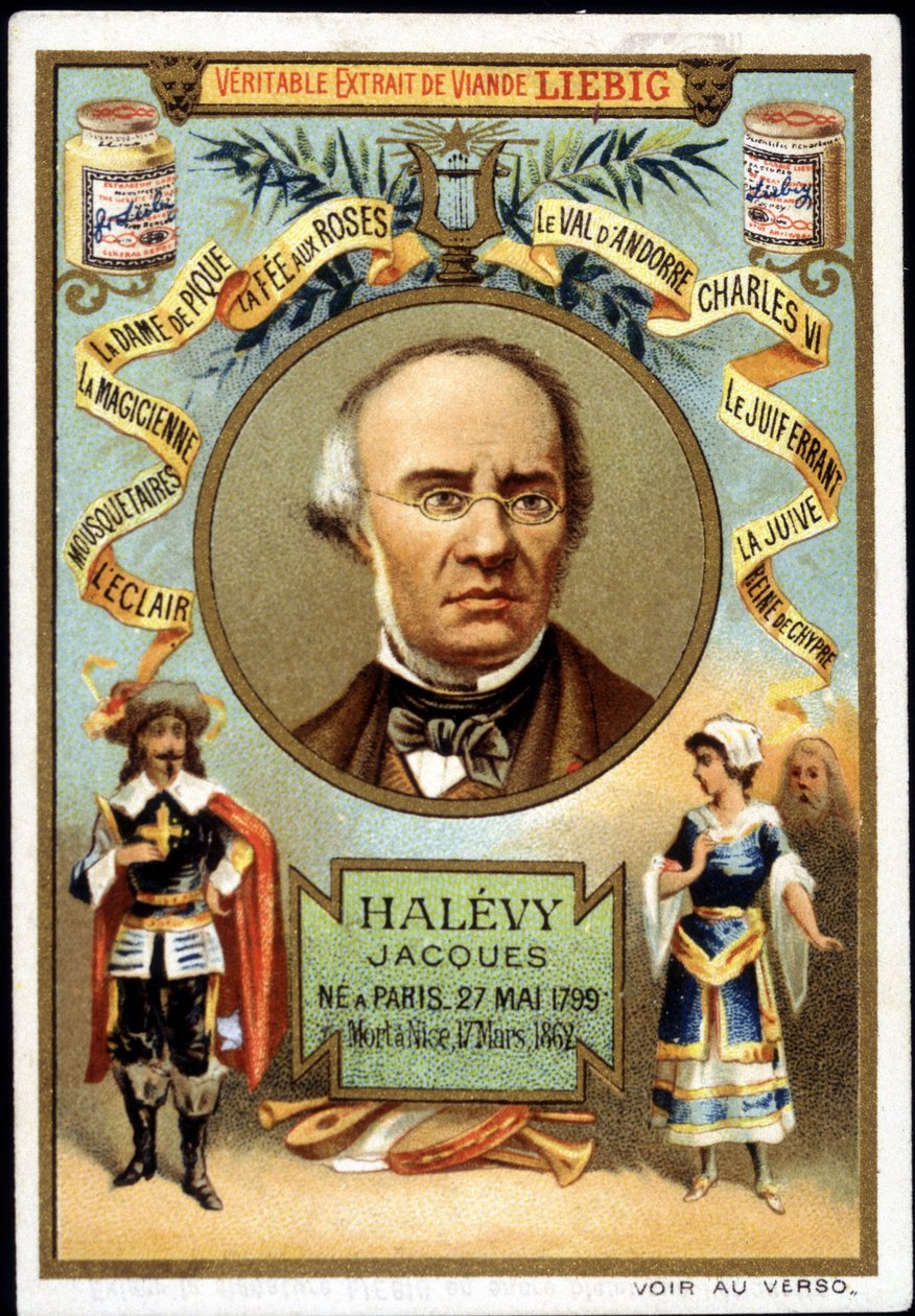 Halevy chamou Jacques Fromental Levy, compositor francês (1799-1862), como parte da promoção de um produto Liebig. Século XIX de Unknown artist