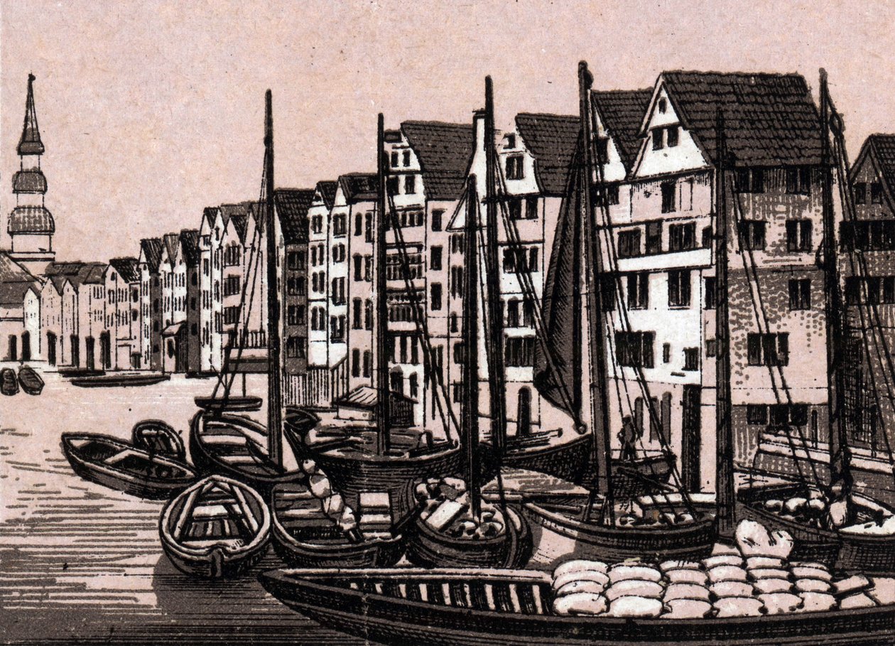 Hamburgo (Hamburgo), Alemanha: vista de Wandrahmfleeth. em "The world illustrates 168 views" Sem data (final do século XIX) de Unknown artist
