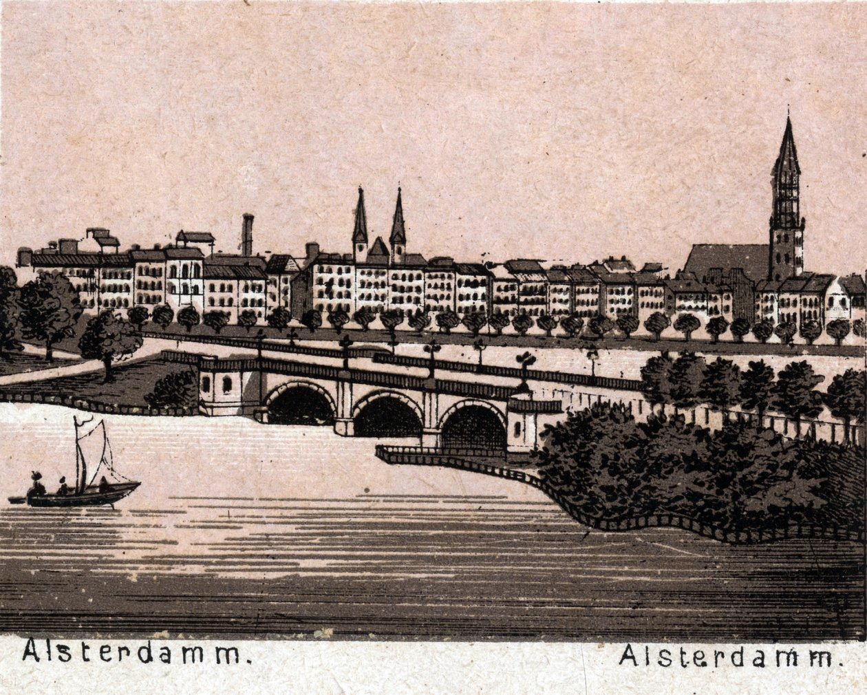Hamburgo (Hamburgo), Alemanha: vista do Alsterdamm. em "O mundo ilustra 168 vistas" Sem data (final do século XIX) de Unknown artist