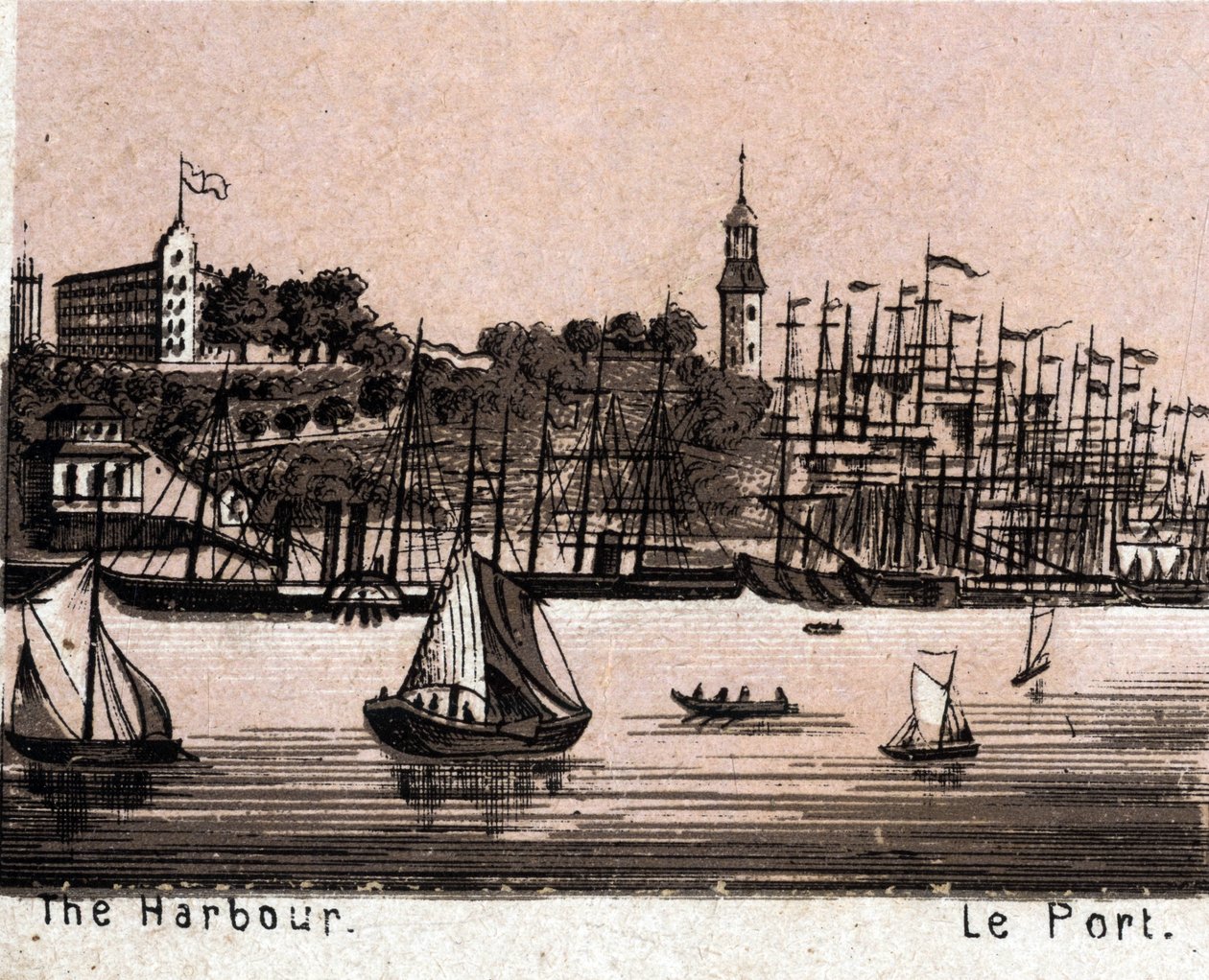 Hamburgo (Hamburgo), Alemanha: vista do porto (Harbour, Harbor). em "O mundo ilustra 168 vistas" Sem data (final do século XIX) de Unknown artist