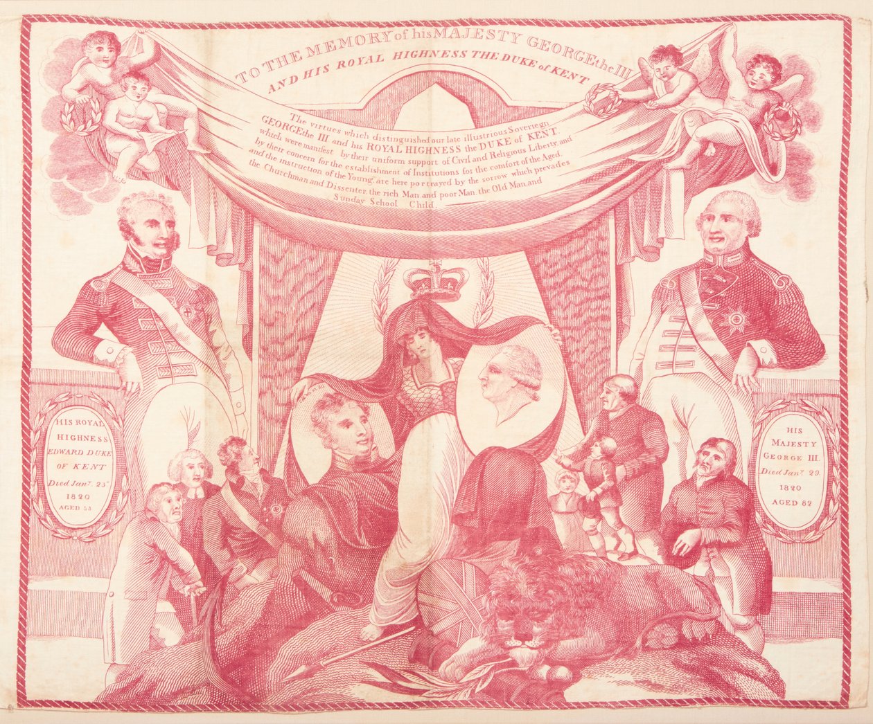 Lenço em comemoração de George III e Edward, Duque de Kent de Unknown artist