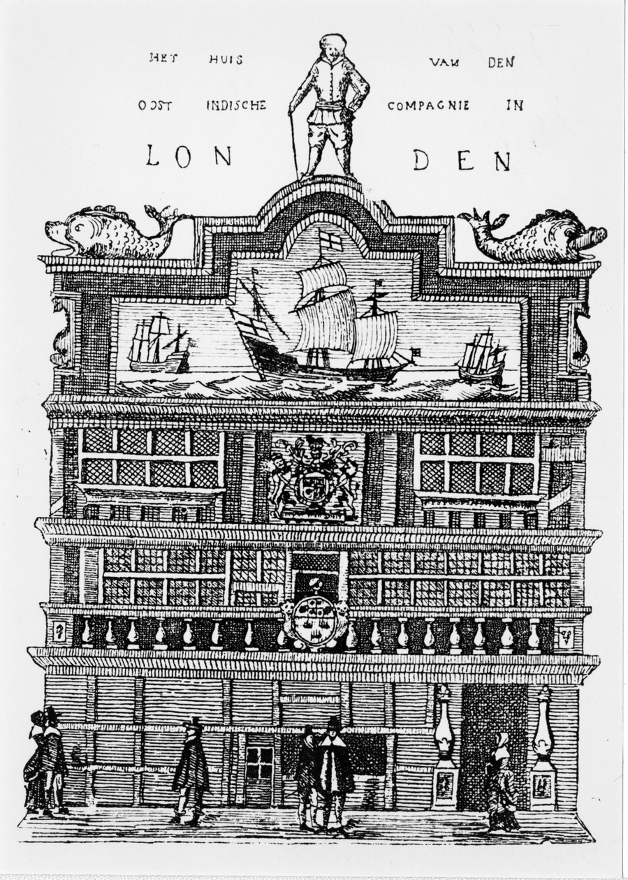 Sede da Companhia das Índias Orientais em Londres no século XVII. de Unknown artist