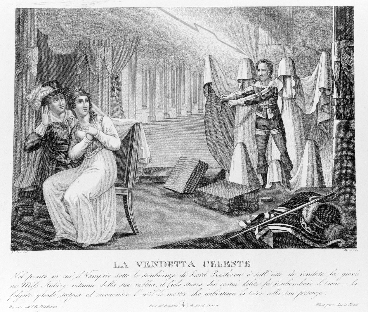 Vingança celestial - de acordo com o novo "O Vampiro" atribuído primeiro a Lord Byron (1788-1824), poeta inglês. depois ao seu secretário Polidori. 1816. de Unknown artist